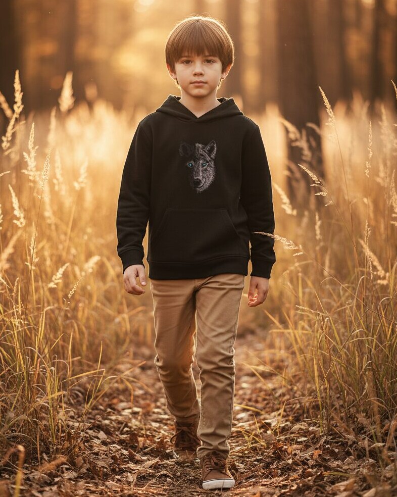 Kapuutsiga hundi pusa lastele