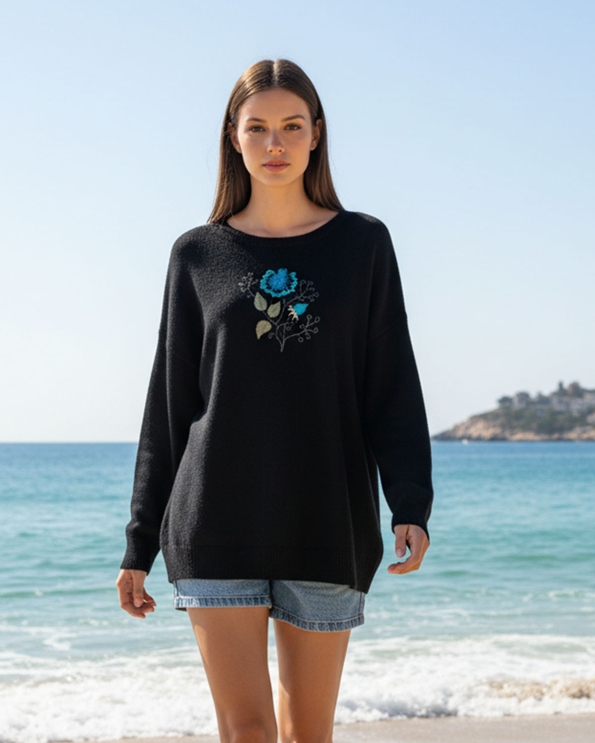 Kampsun sinise lillega